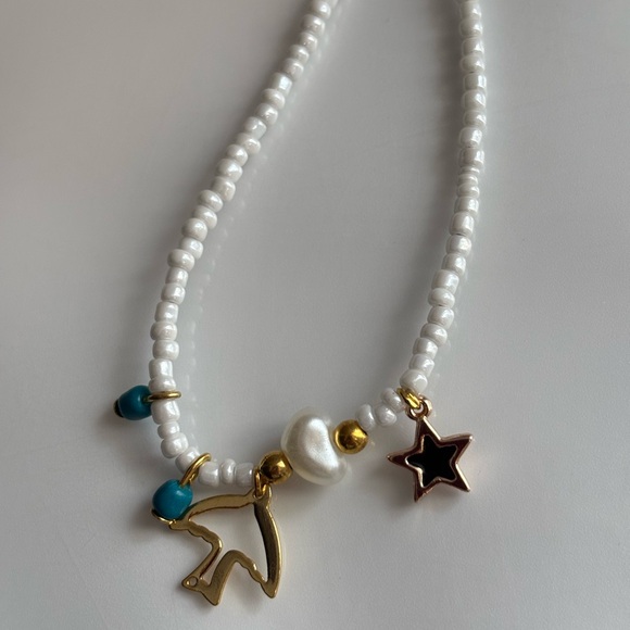 Jewelry - White Beaded Necklace with Charms